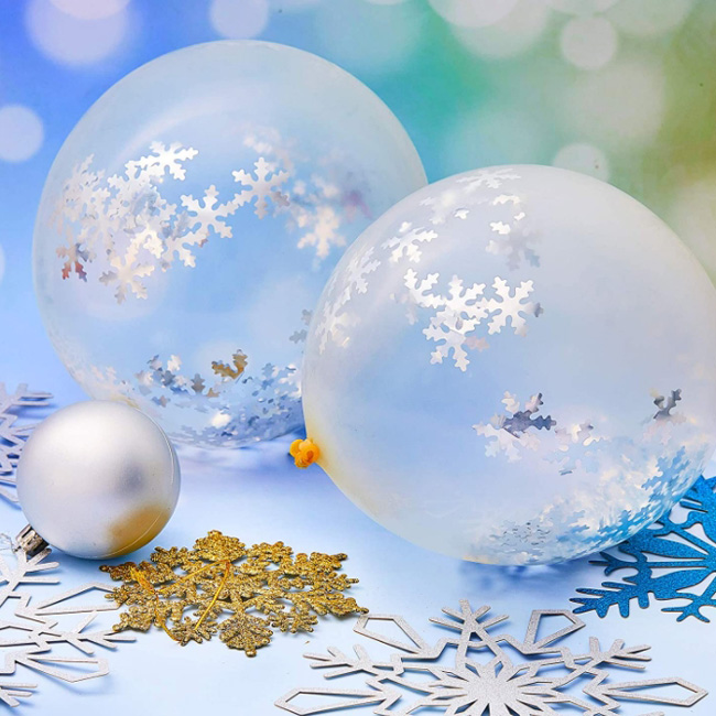 [파티지] E_크리스마스풍선 모음 / 크리스마스풍선세트 /눈사람풍선/루돌프풍선/눈꽃풍선, E_D_펄 컨페티풍선 (10개)_ 눈꽃, 현재가 4,500원