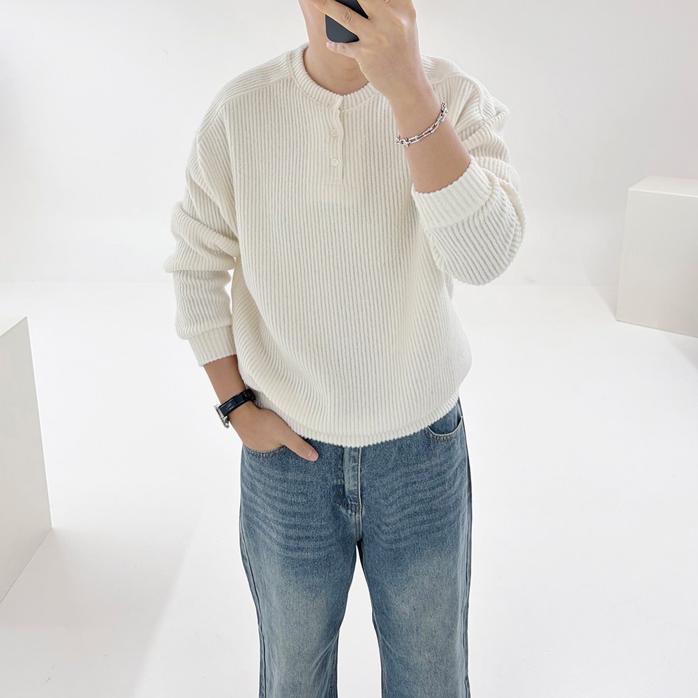 아도르클래식 남성용 모엔드 헨리넥 라운드 골지 데일리 커플 니트 24,000원