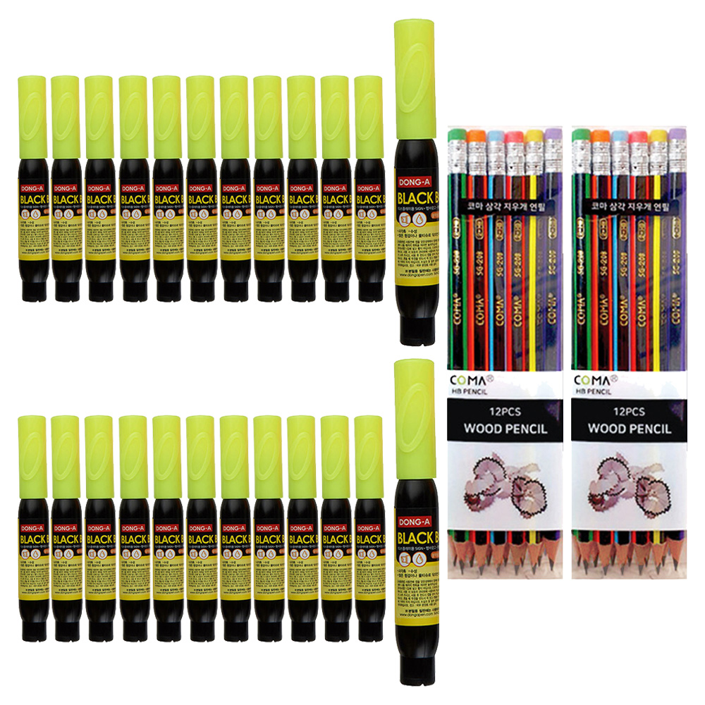 동아 블랙보드마카 12p + 투코비 삼각 지우개 연필 SG-208 12p 세트 23,600원