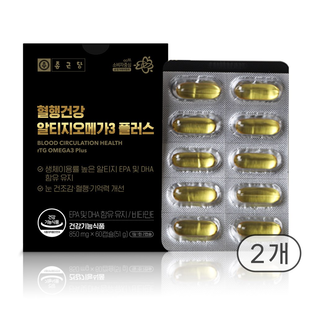 종근당 혈행건강 알티지 오메가3 플러스, 2개, 60정 29,500원