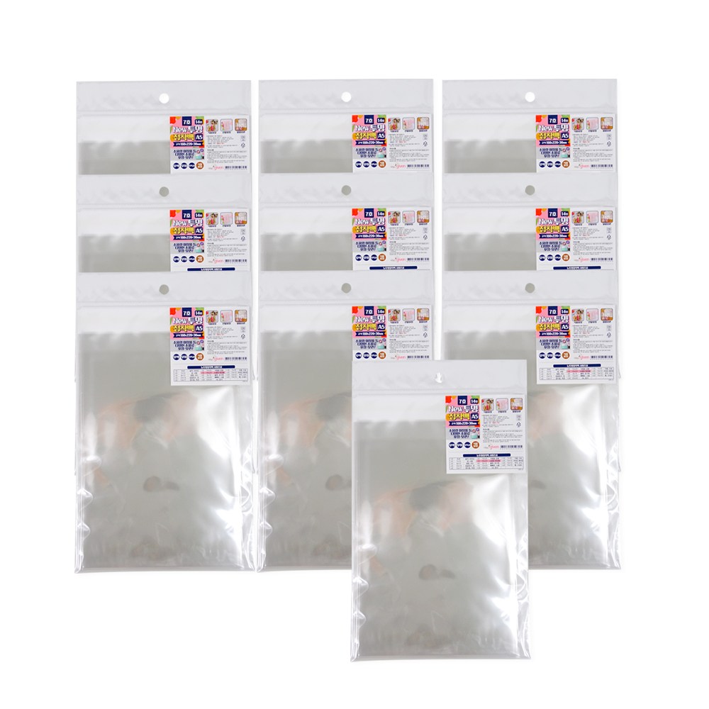 투명접착백 7호(160x220+30mm 14매)-10개 투명접착백 투명비닐 접착비닐 포장비닐 선물 비닐봉투 10,920원