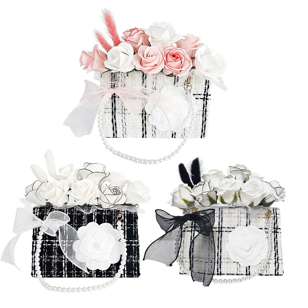 낭만의 숲 핸드백 꽃바구니 꽃다발 비누꽃+쇼핑백, 핑크로즈 38,100원