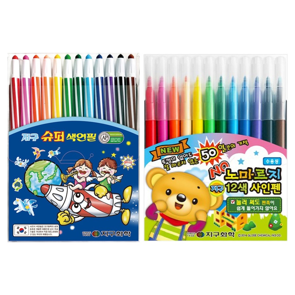 지구화학 슈퍼 색연필 12색 + 노마르지 사인펜 12색 6,350원