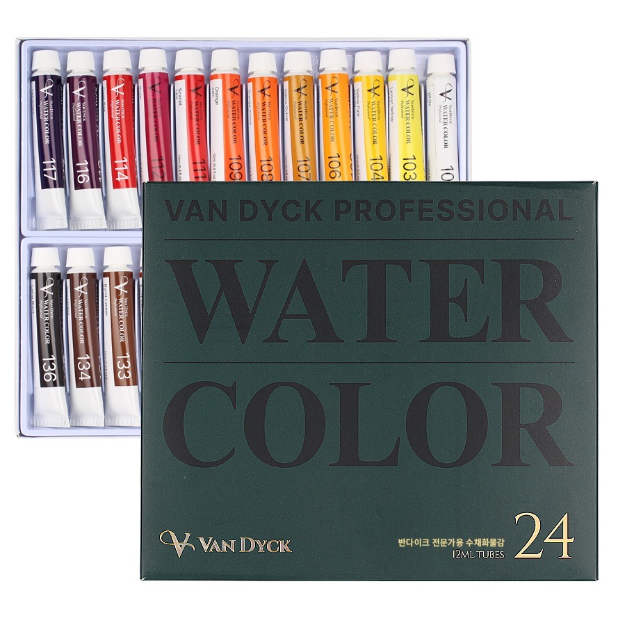 반다이크 전문가용 수채화물감 세트, 12ml, 24색, 현재가 21,800원