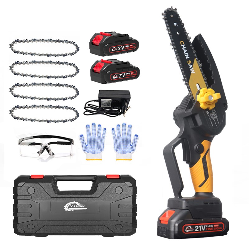 YUON 무선 전기톱 15.24cm 21V 체인톱 충전식 충전 전동 가정용 미니 소형 나무 가지치기, 1개 93,450원