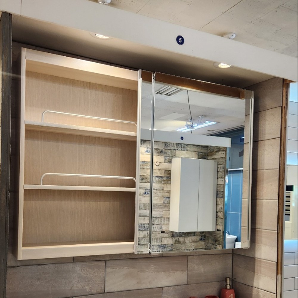 (설치비 폐기물 포함) 욕실백화점 욕실슬라이드장 (800~1500)x800 화장실 욕실장 거울장 수납장 교체, 아이보리, 1개 299,000원