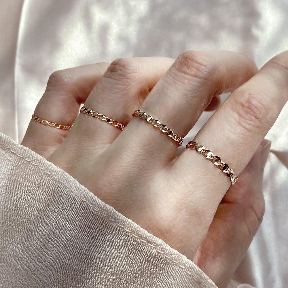 제이로사 14k 콩사다리 체인 반지 데일리 포인트 레이어드 여성 애끼 실반지, 현재가 63,000원