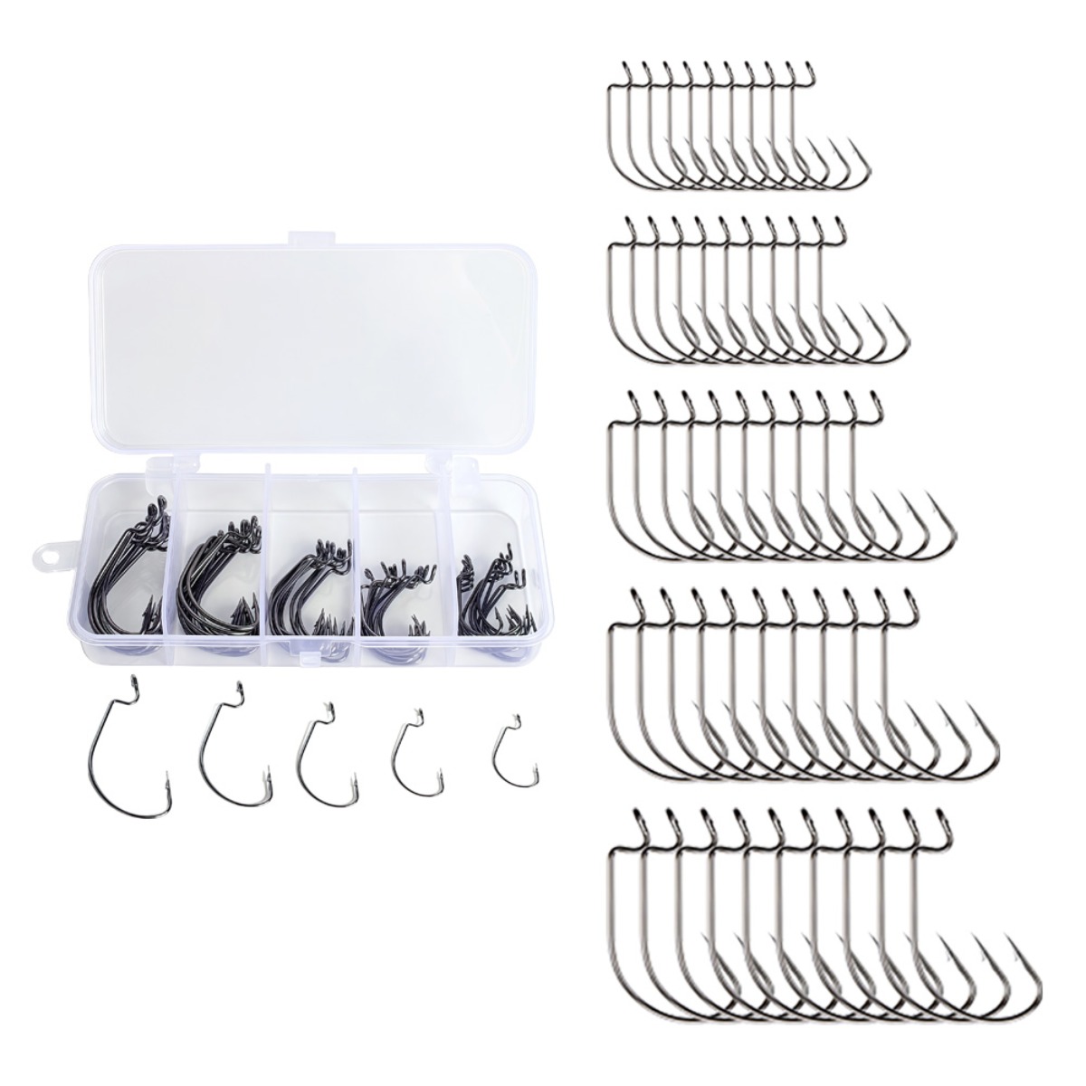 브라브맥 고탄소 스테인리스 루어 낚시바늘 와이드갭훅 50개, 검정색, 2세트 9,570원