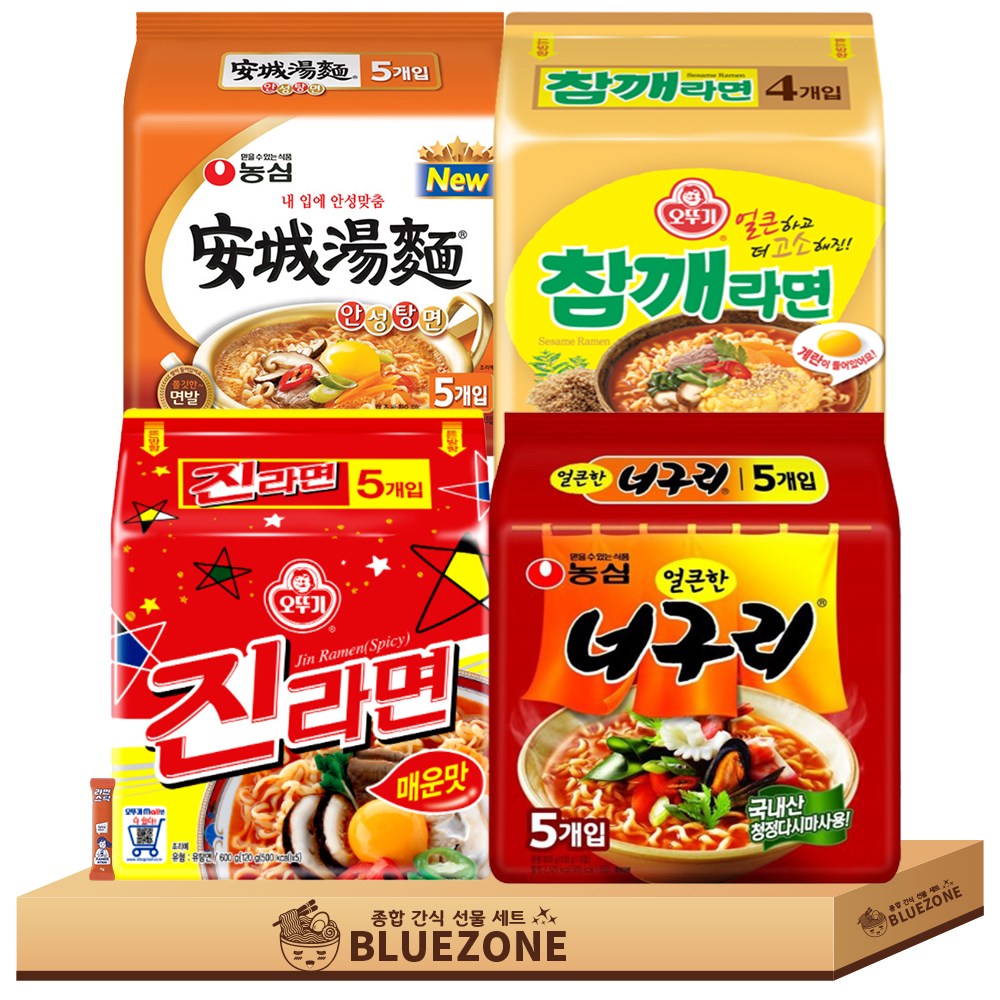 봉지라면 4종 E세트 (진매+너구리+참깨라면+안성탕면) 28,200원