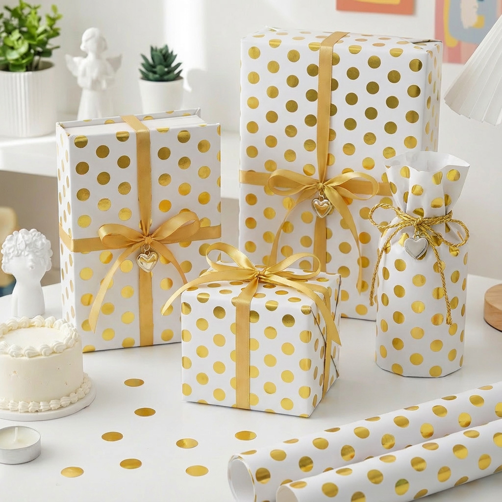 리드홈 고급형 금박 선물 롤 종이 포장지 대형 70 x 100 cm 3p + 양면 테이프 4.3m 세트 13,800원