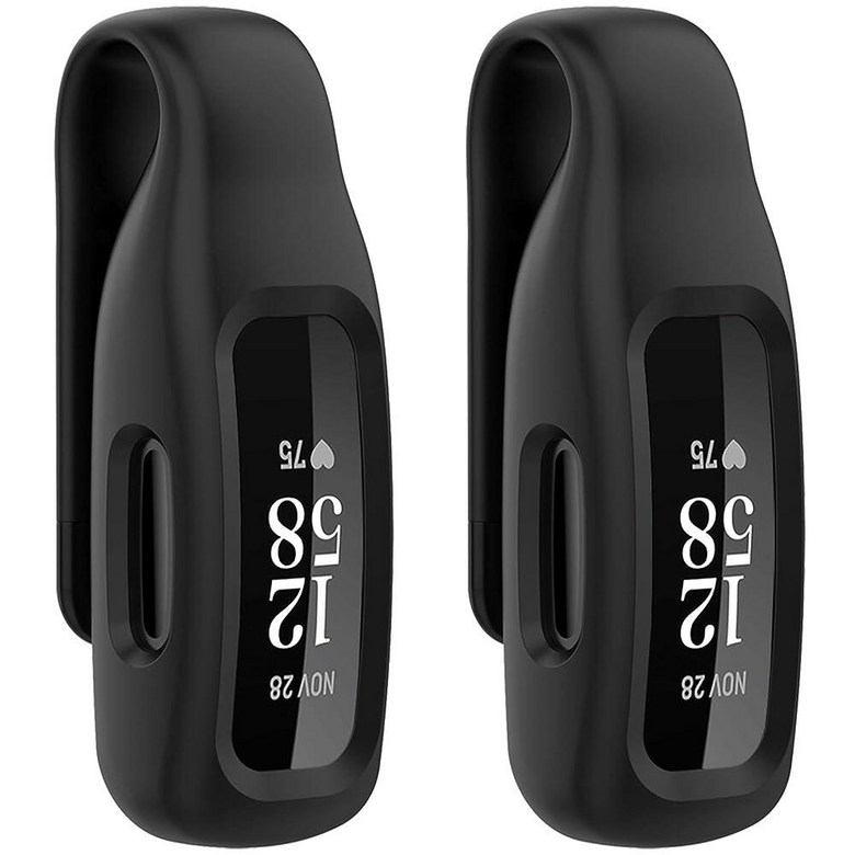 HQzon Fitbit Inspire 3/2/Ace 3 피트니스 트래커와 호환되는 클립 홀더 2팩, Inspire 3/Ace 3용 부드러운 실리콘 교체 케이스, 블랙+블랙 26,300원