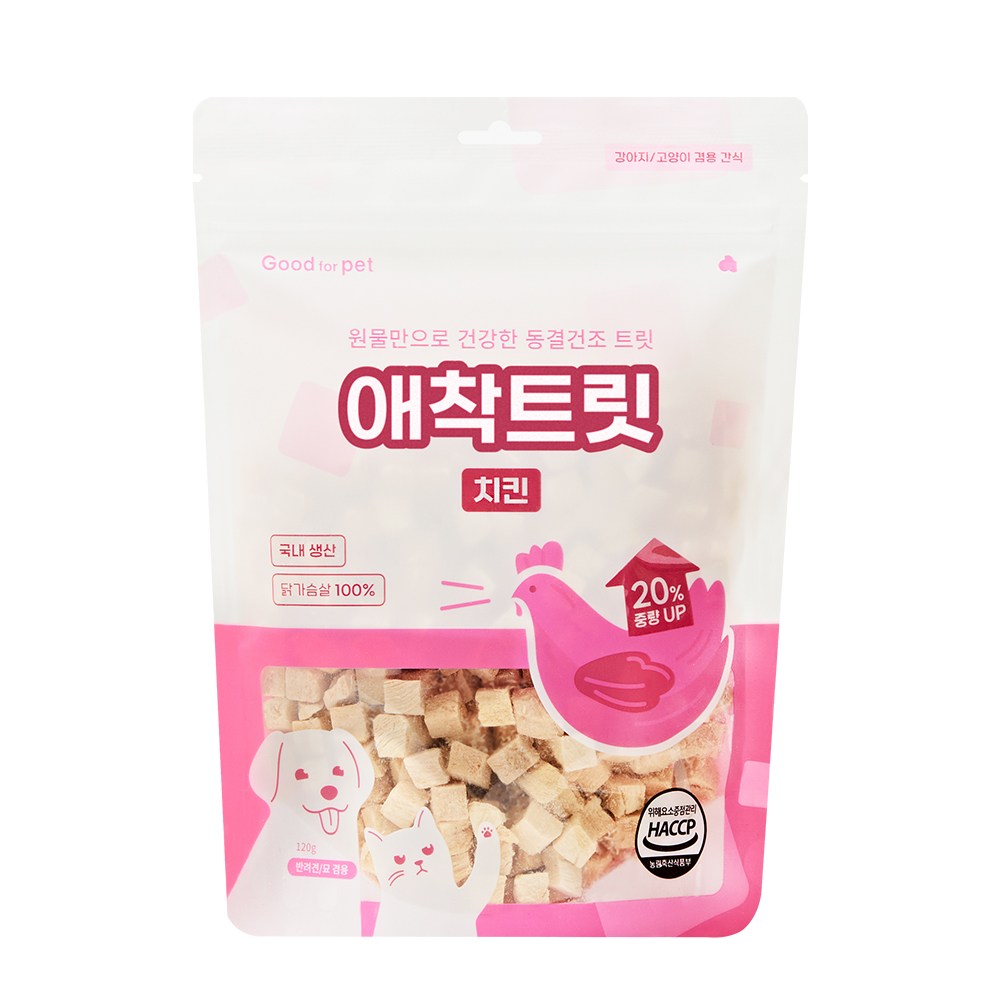 굿포펫 애착 트릿 국내산 동결건조 간식, 치킨, 120g, 1개 11,900원