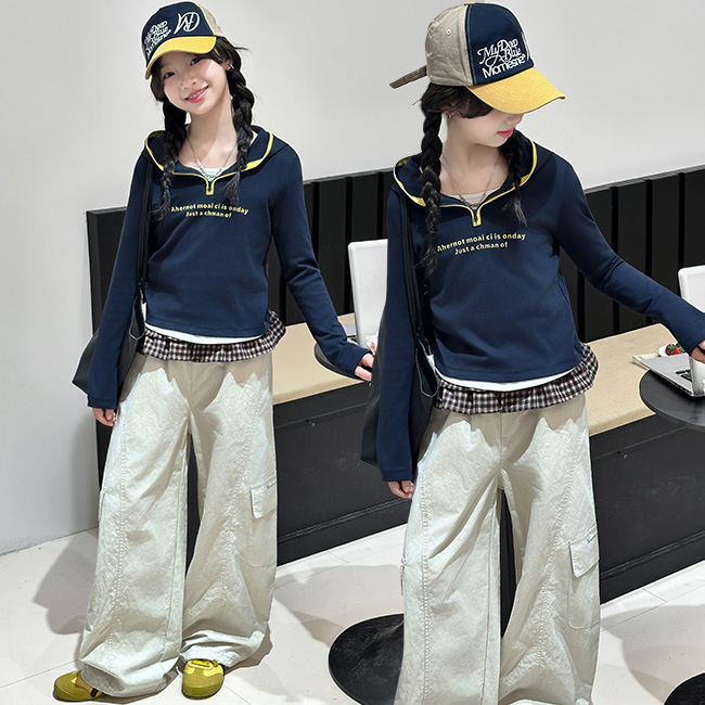 비비키드 여아 봄 가을 신상 초중생 상하복 세트 후드넥 후드티 주니어 긴팔티 상의+하의 세트 초등생 긴바지 세트 (775077) 43,800원