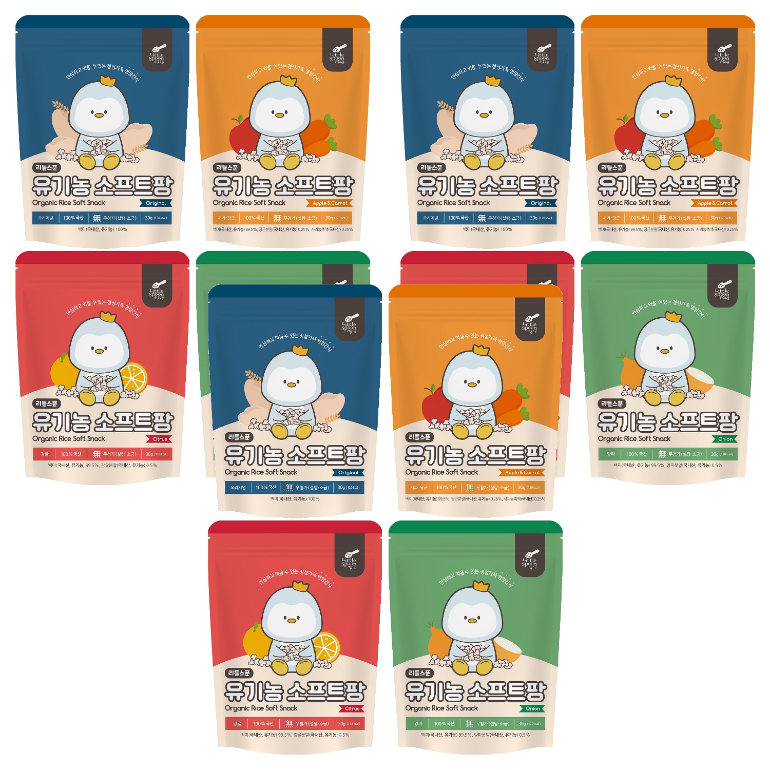 리틀스푼 유기농 소프트팡 4종, 현미, 양파, 사과당근, 감귤, 30g, 3세트 29,520원
