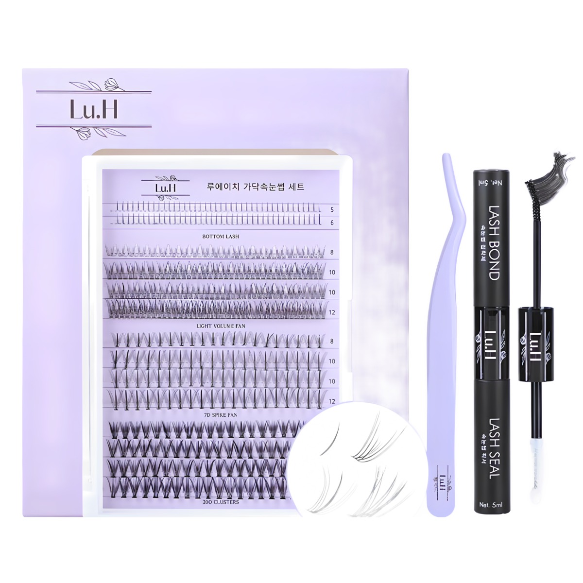 Lu.H 루에이치 대용량 가닥속눈썹 세트 (가닥속눈썹 320pcs+핀셋+글루+픽서), 1개, 데빌 세트 (핀셋+글루+픽서) 22,190원