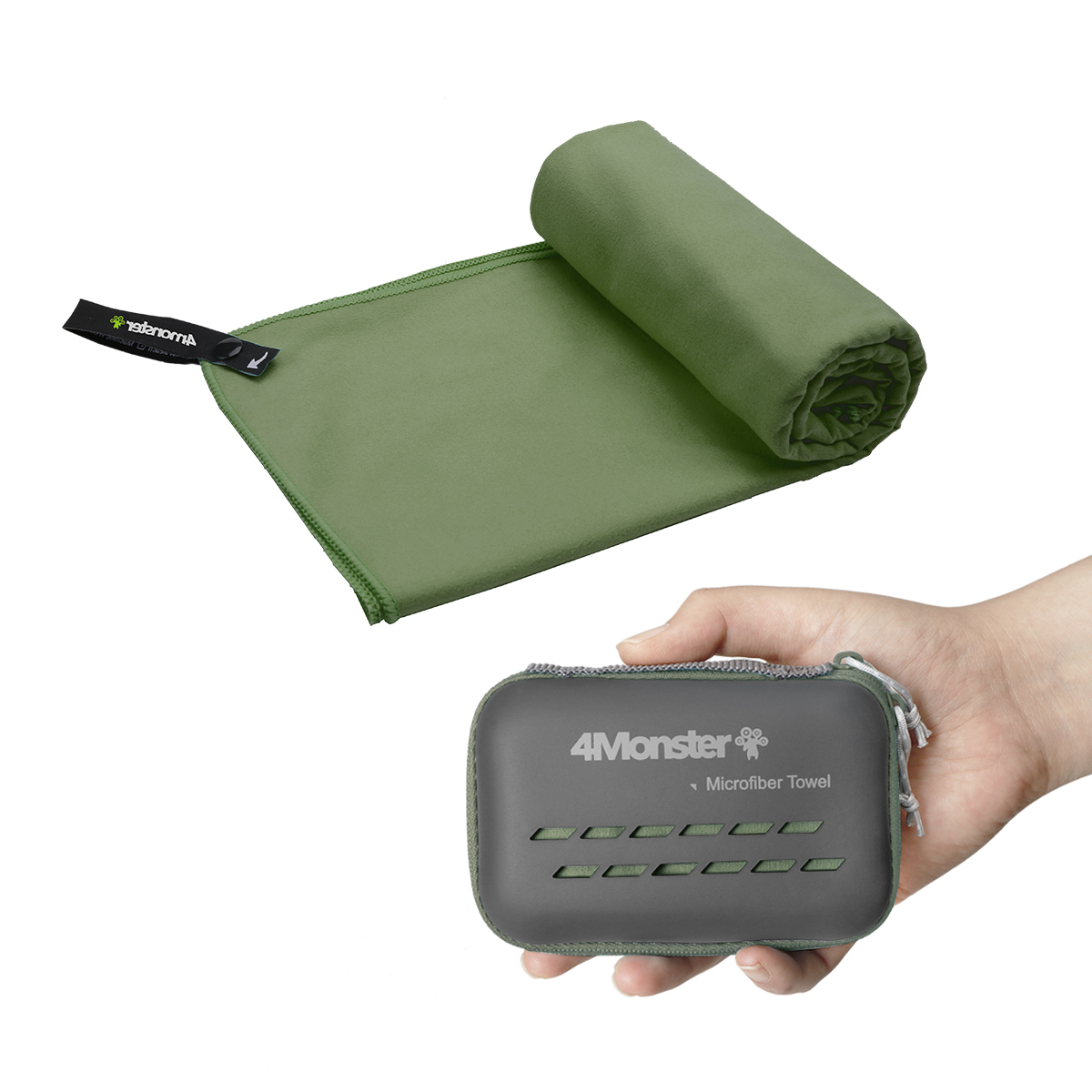 4몬스터 마이크로화이바 등산 수영 여행 스포츠 습식 건식 극세사 다용도 타월 50 x 100 cm M +  EVA케이스 21,600원