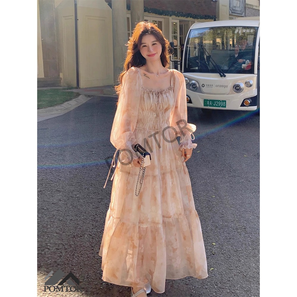 POMTOR  여성 바캉스 플라워 원피스 셔링 원피스 스퀘어넥원피스 37,310원