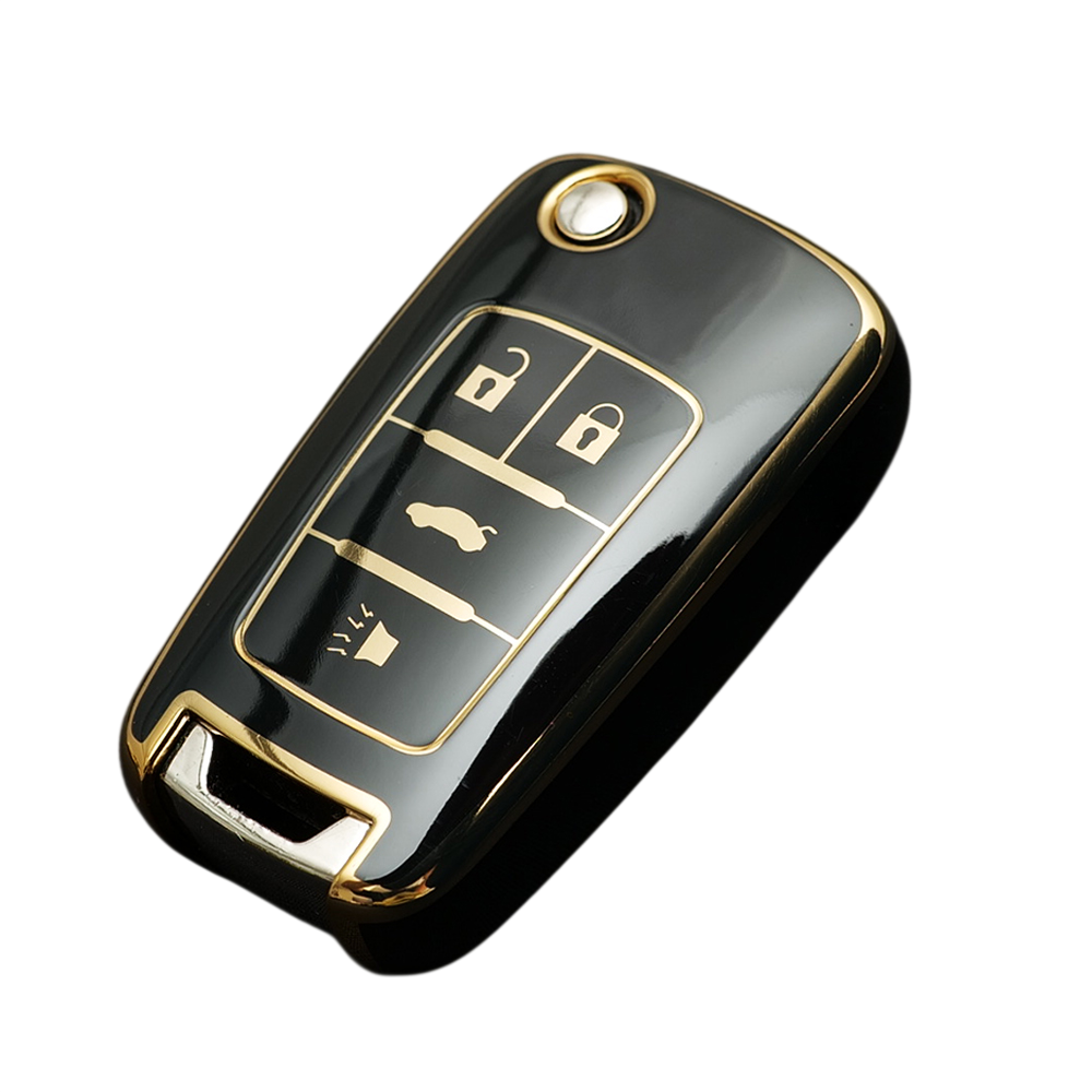 쉐보레 트랙스 스파크 크루즈 말리부 호환 스마트 차 키케이스 키홀더 TPU 키커버 리모컨, TA18-4버튼, 블랙골드 8,900원