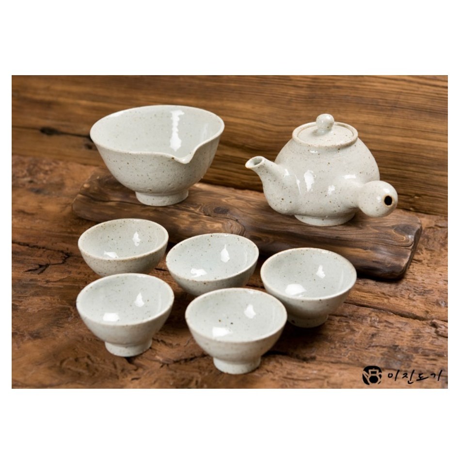분청무지 5인다기세트 전통 다도입문 선물용 다도세트 여주도자기, 화이트, 1개 55,000원