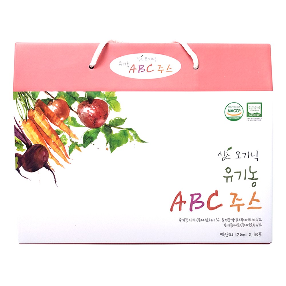 [국산 유기농 사과 당근 비트] 물 한방울 넣지않은 NFC착즙 생 ABC주스 #무료배송 #무료반품, 120ml, 30개 35,580원