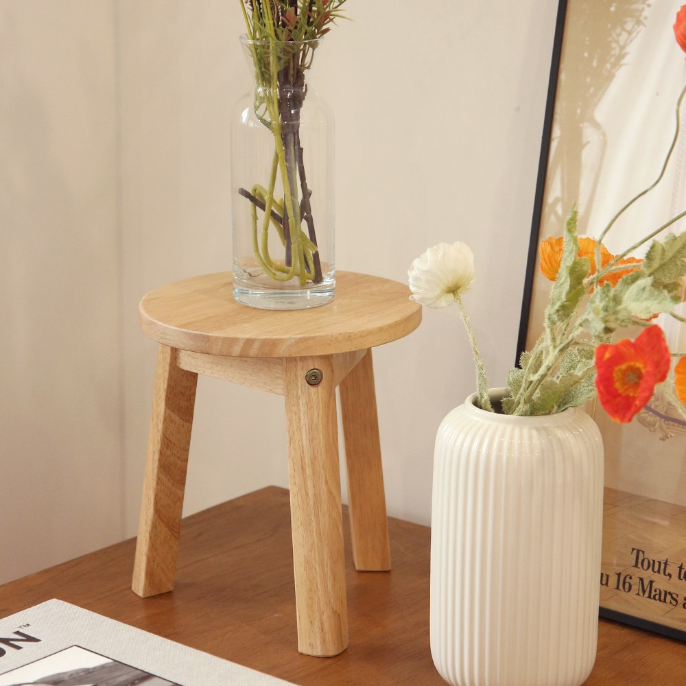 헤이케일라  25cm 고무나무 미니 원목 스툴  (원형 / 사각) 12,900원