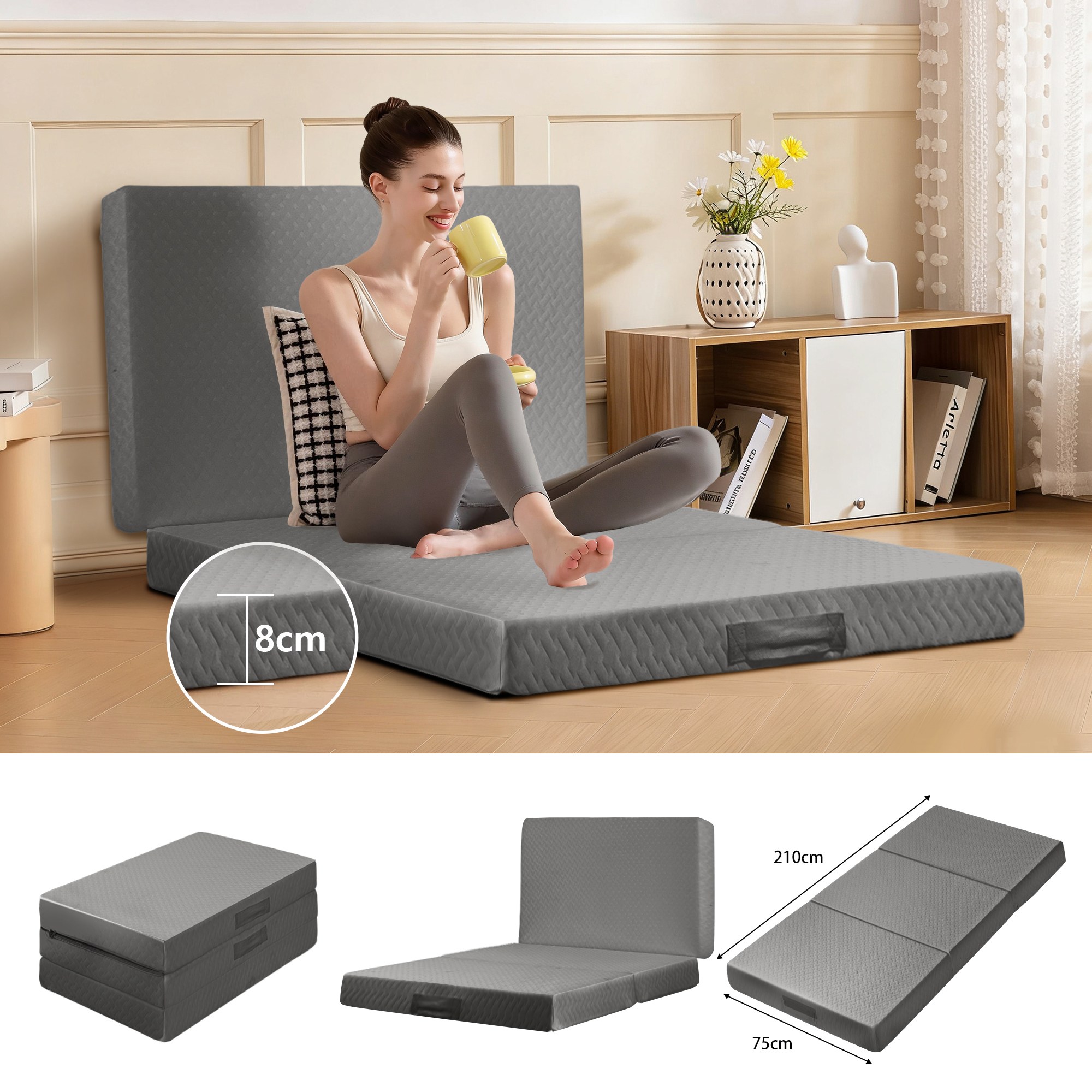 탄탄한 3단 접이식 매트리스 8cm 토퍼 생활방수 68,000원