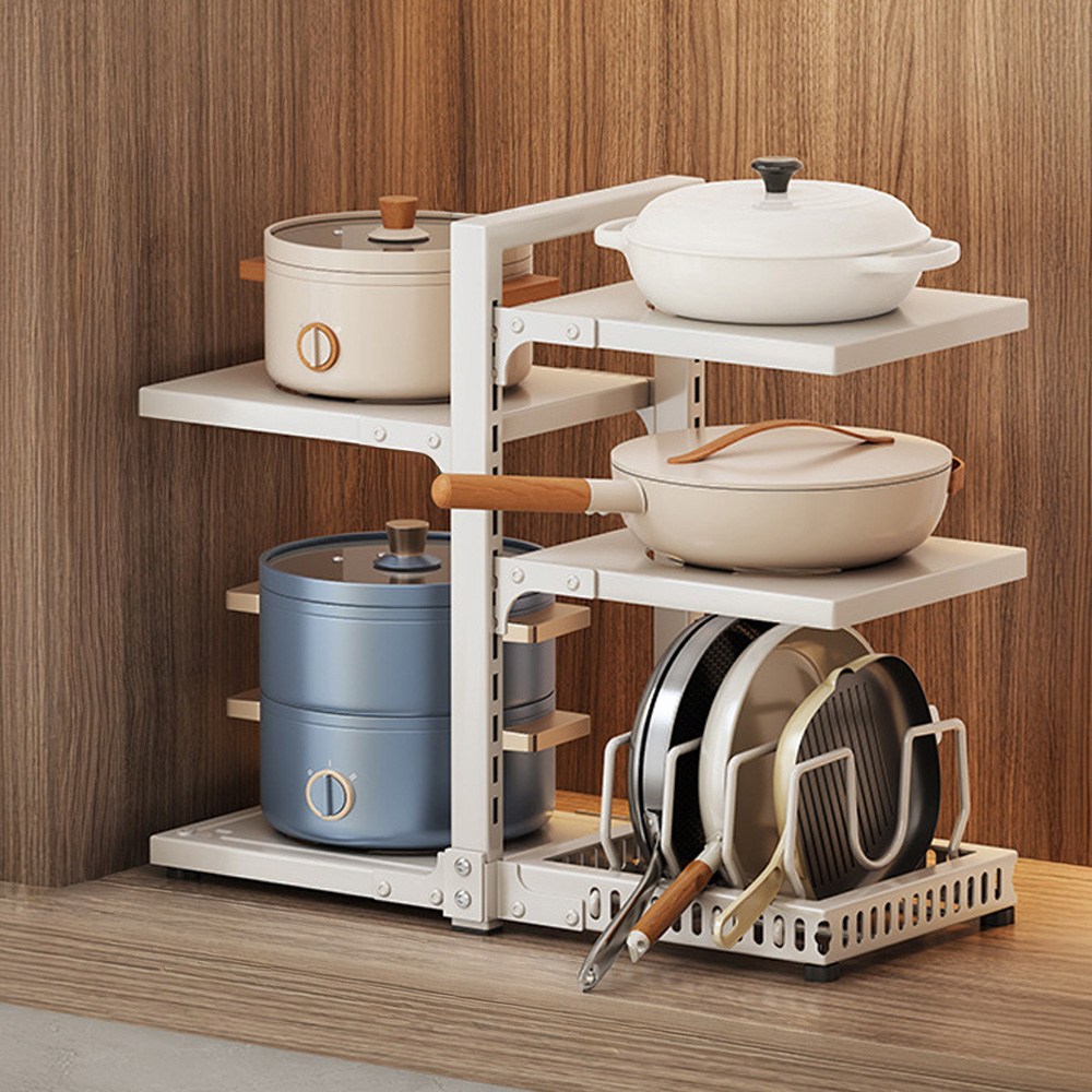 높이조절 후라이팬 냄비 정리대 가로51cm, 다크그레이, 1개, 5단 22,900원