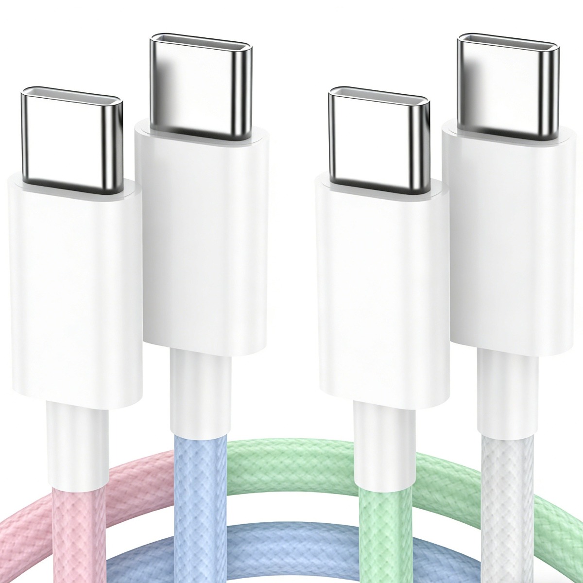 Bolt Wave 아이폰/애플 Macbook neo 호환 C타입-C타입 패브릭 초고속 충전 데이터 케이블 240W, 4개, 화이트+그린+핑크+블루, 1.8m 13,600원