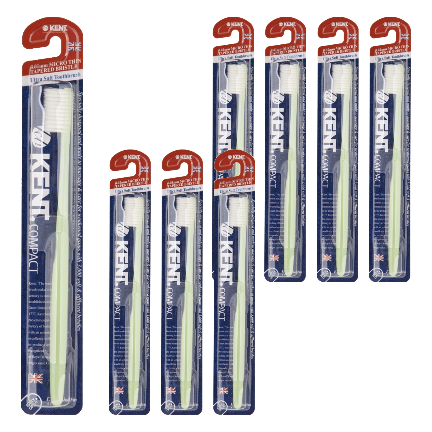 켄트 콤팩트 초극세모 칫솔 그린, 1개입, 8개 25,600원