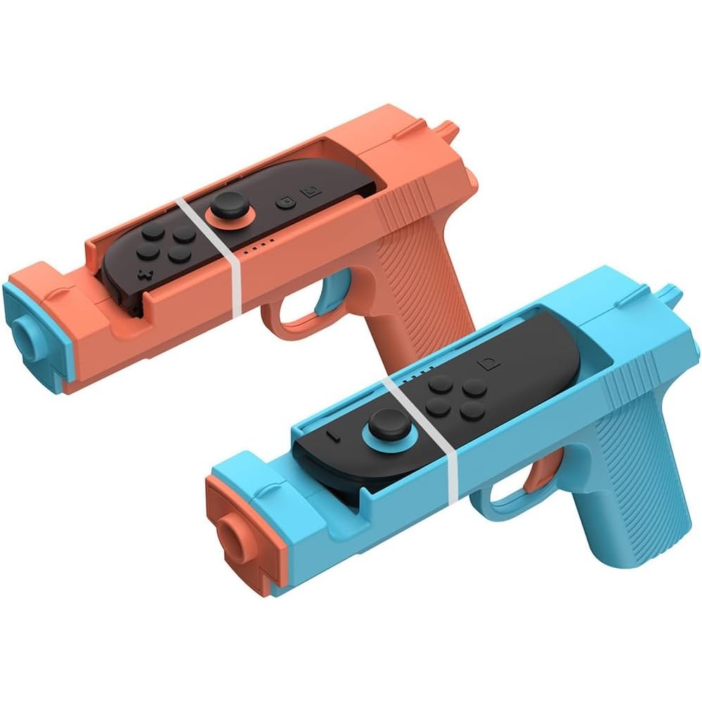 Ceasikery Switch 2 슈팅 게임 컨트롤러 액세서리, 총형 슈팅 그립, 미끄럼 방지 소재와 인체공학적 설계, 2개, 블루/오렌지, Switch2 14,190원