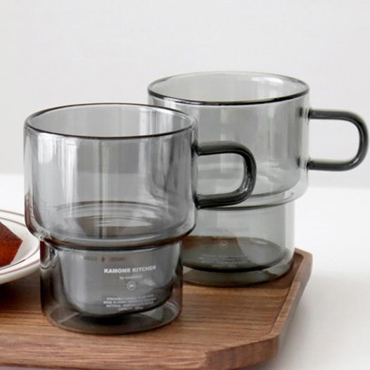 카모메키친 스태커블 더블글라스 머그컵 300ml, Gray, 2개 17,500원