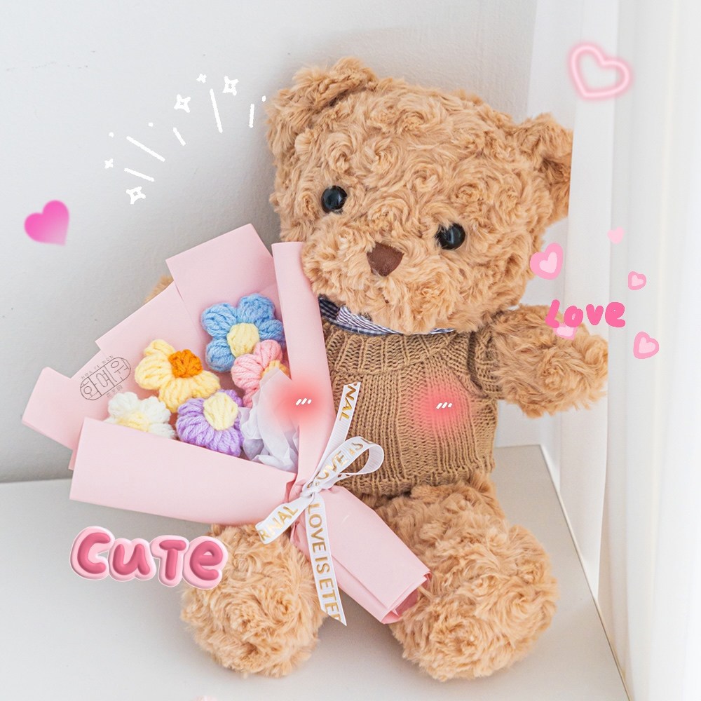 화예원 테드 곰 인형 꽃다발 졸업식 선물 축하 미니 뜨개꽃 15,800원
