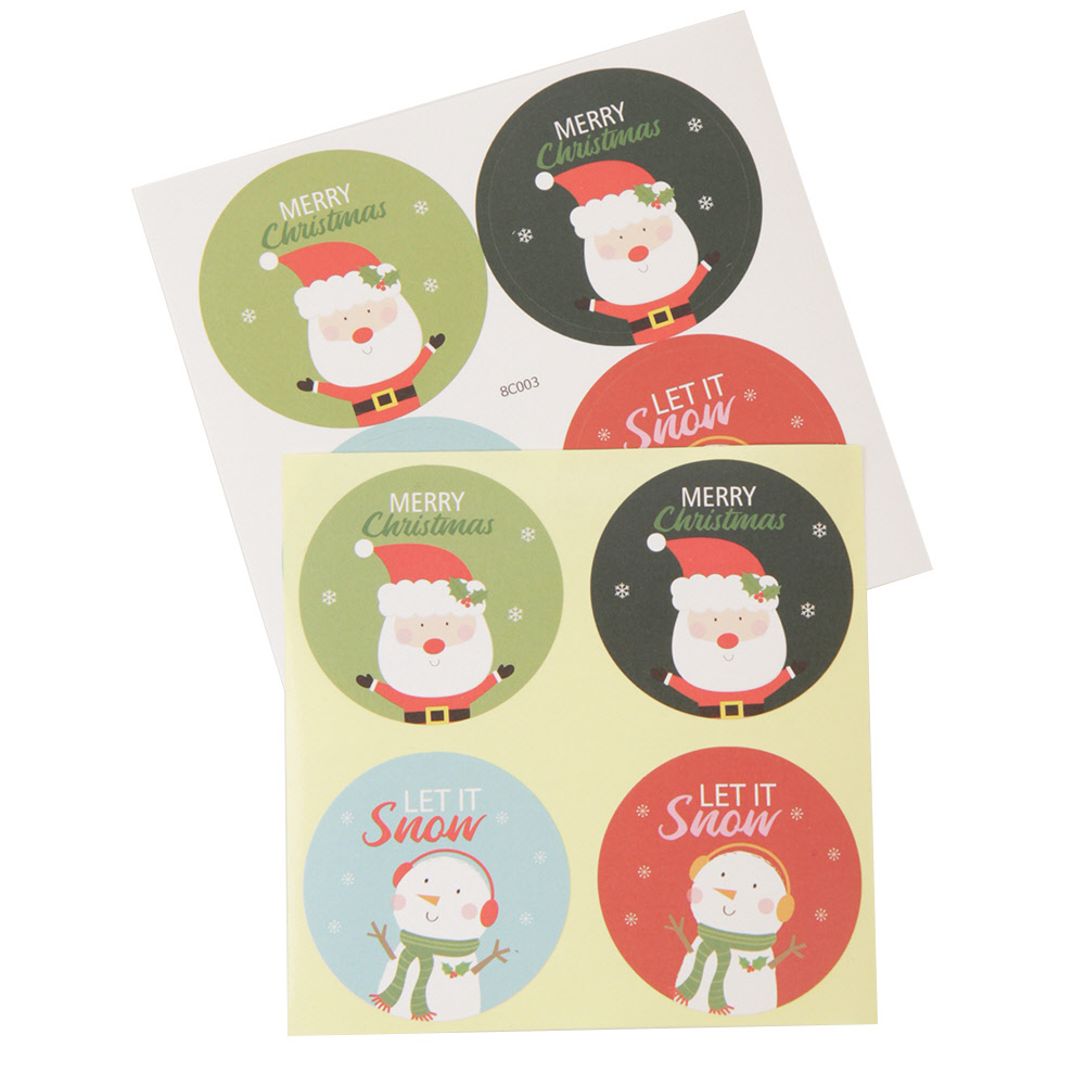 크리스마스 산타눈사람카드 원형 스티커 8C003 2,790원