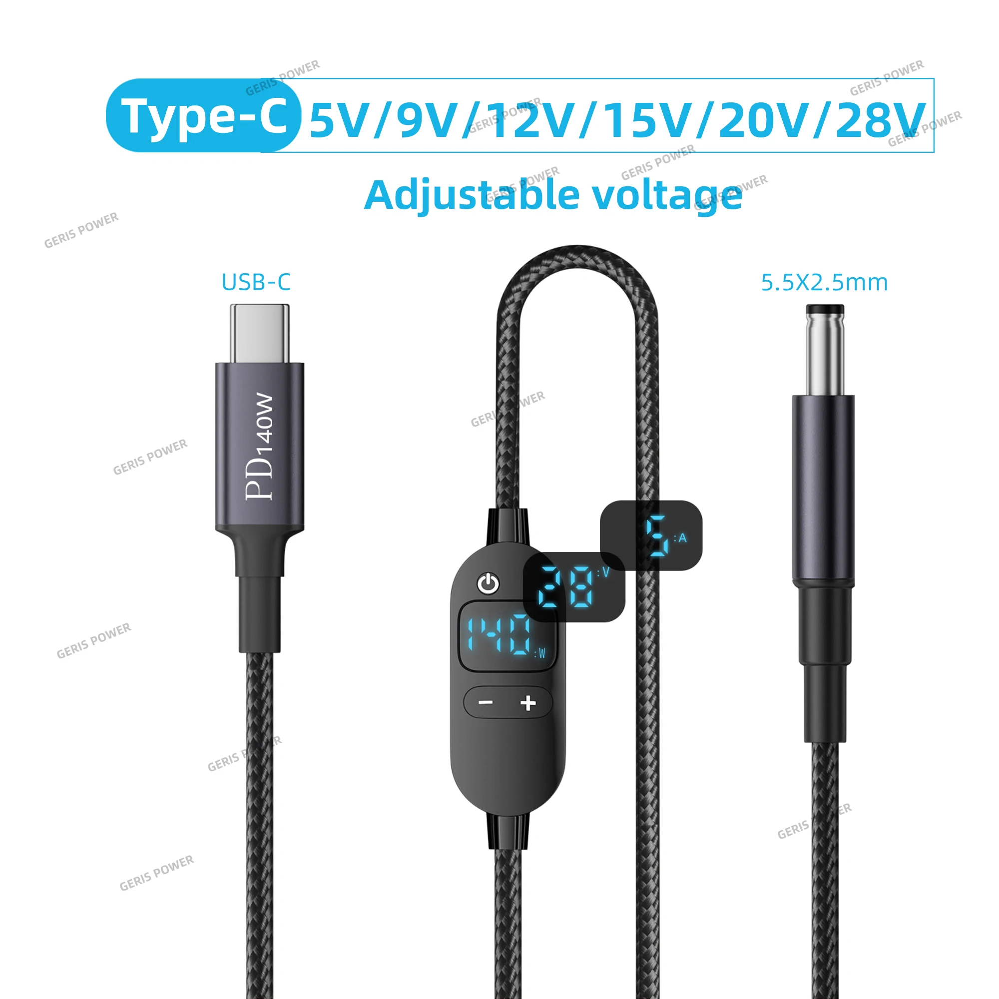 엘​ ED 디스플레이 USB C PD to DC 140W 노트북 전원 케이블 레노버 델용 타입 5.5X2.5mm 5V 9V 12V 20V 조 18,010원