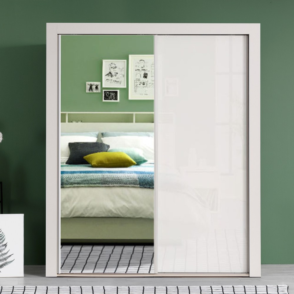 대도갤러리 키높이 클래시 1620mm 슬라이딩옷장 장롱 이불장 양복장, 은경1개+화이트(유광) 369,900원