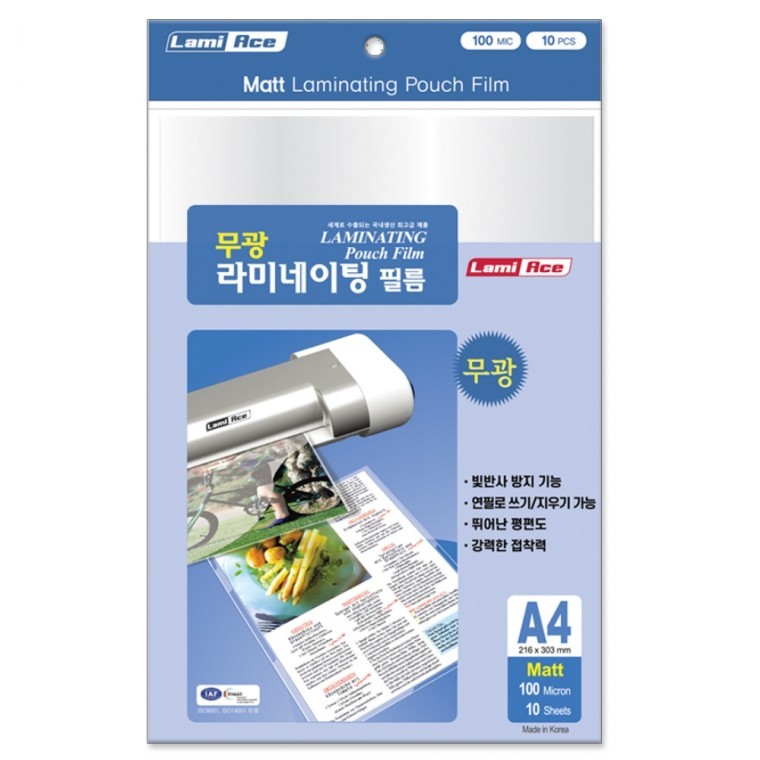 라미에이스 무광 코팅필름 A4 100mic 100매 코팅지 용지, 상세페이지 참조 23,400원