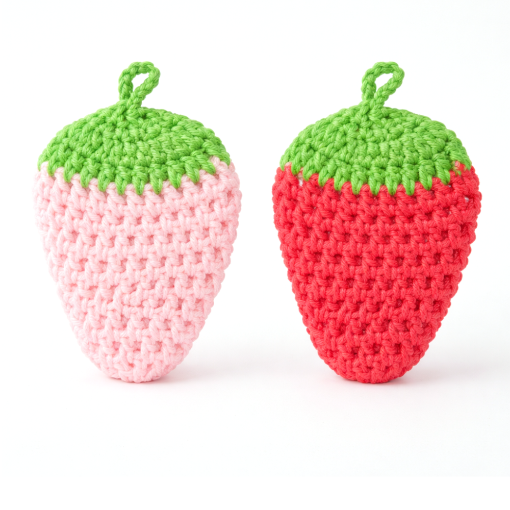 이지앤 핸드메이드 딸기 아크릴 주방 청소 카페 선물 수세미, 2개, 1세트 1,900원