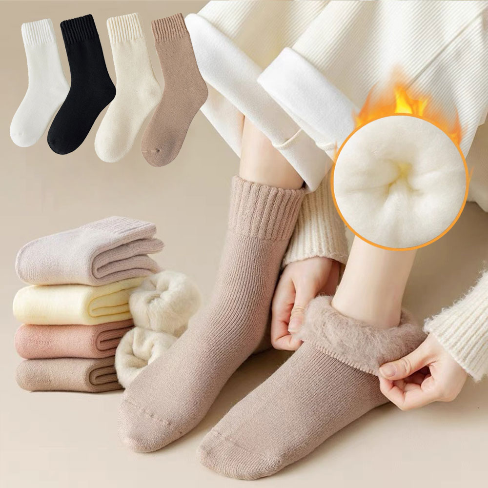 뷰티 여성용 겨울 융털 안감 기모 보온 방한양말 4켤레 세트 8,300원