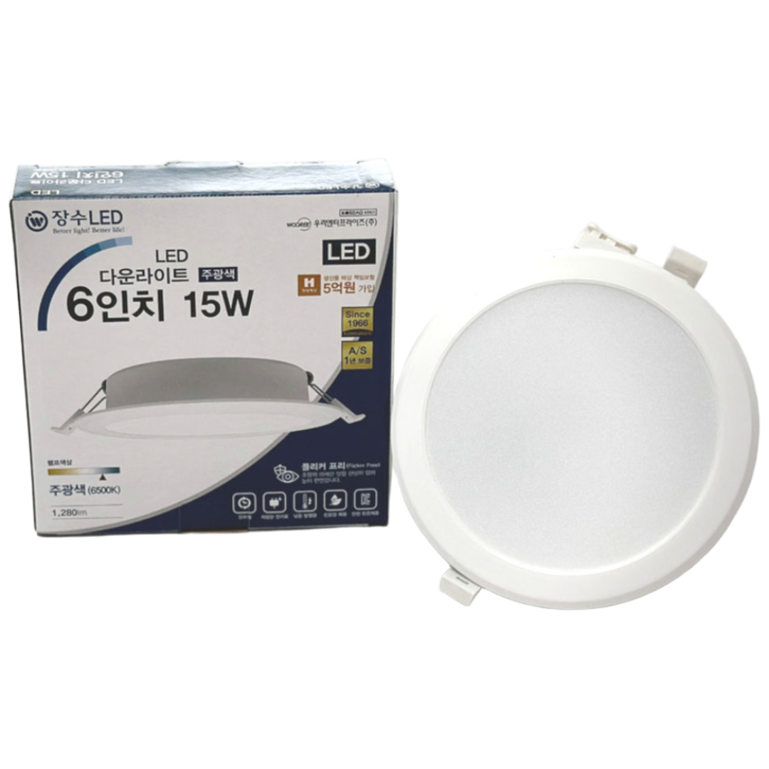 장수램프 LED 6인치 다운라이트 15W 27,300원