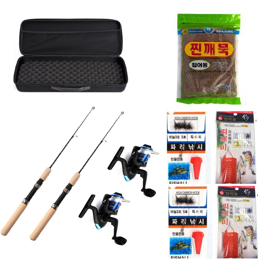 생활낚시 2인풀세트 피라미 구멍치기 근거리 원투 실용 패키지 미니릴낚시대2+채비셋트4+떡밥1+미니하드케이스 1 41,900원