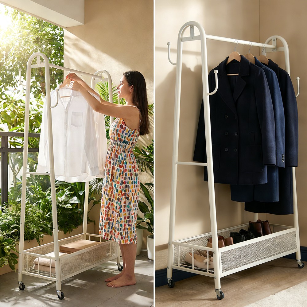 CABICO A라인 이동식 행거 이중 행거 실내외 더블 튼튼 행거 가방걸이 망걸이 수납 행거, 화이트 56,800원