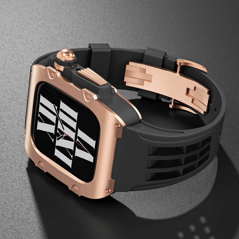 애차드밀 애플워치 호환 메탈 케이스 울트라 9 8 7 SE SE2 일체형 스트랩 명품 스테인리스 티타늄 밴드 줄질, 03.로즈블랙 99,000원