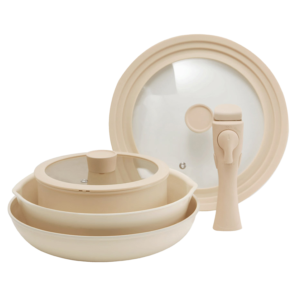 쿡앤쿡 인덕션 스윙 냄비 후라이팬 멀티핸들 쿡웨어 세트, 아이보리, 쿡웨어 6종, 1세트 98,800원