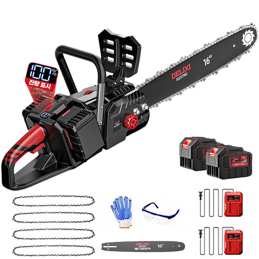 스트롱쏘 강력한 전기톱 16인치 충전용 나무자르는 전기톱 배터리 2개, 1세트 175,000원