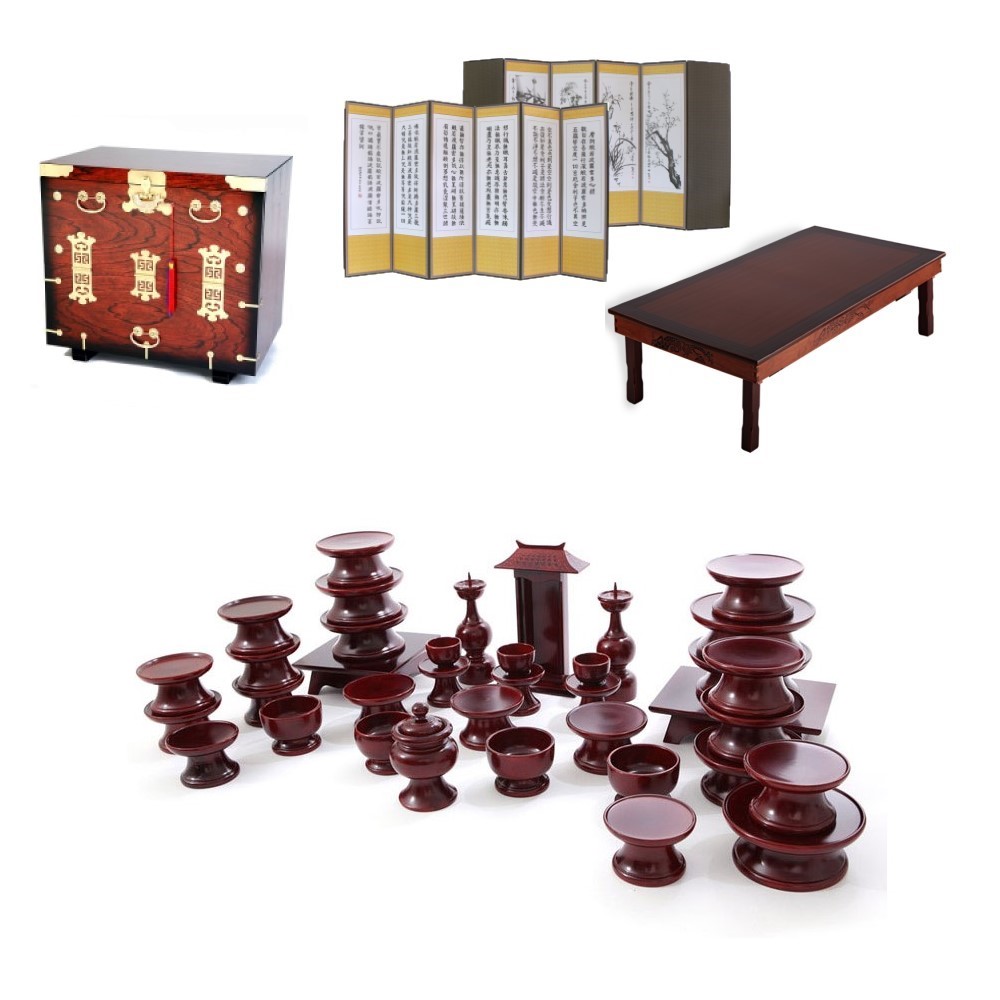 남원 문화재 오리목 제기 37p + 남원 앞닫이 제기 보관함 + 남원목기공예 비단 사군자 반야심경 6폭 병풍 + 남원 춘향골 직교자상 80-120 790,780원