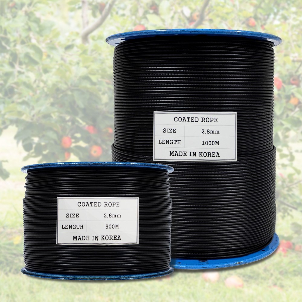 국산 PE 코팅 와이어 로프 2.8mm 200M 자체생산 농자재 과수원 유인줄 22,000원