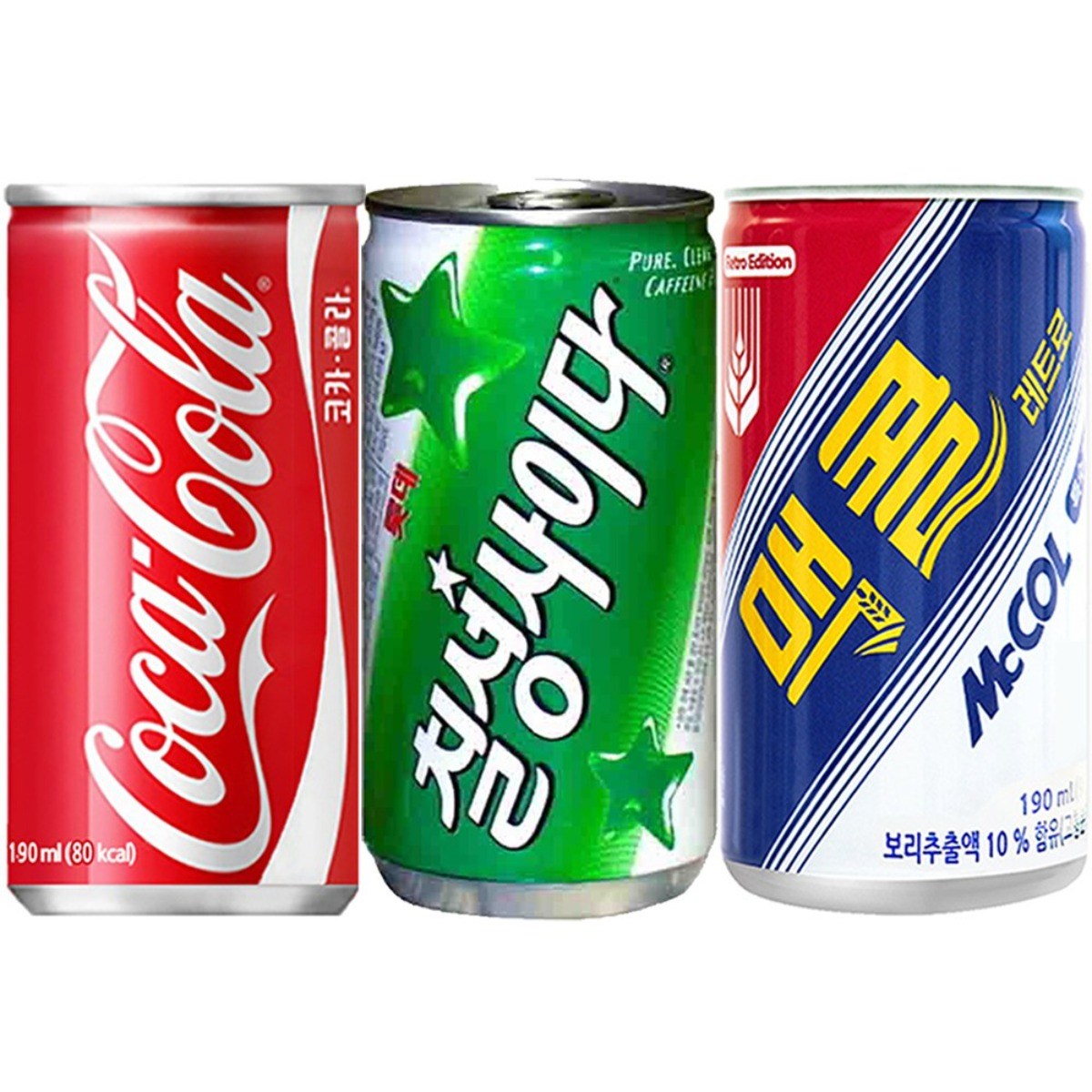 "마셔몰 탄산음료 세트상품"(코카콜라+칠성사이다+맥콜) 미니캔190ml 3가지맛 각 20캔씩 총60캔, 90개, 190ml 56,810원