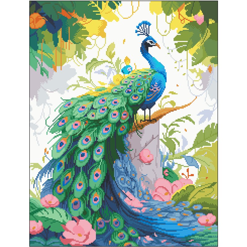 실십자수 도안 세트 DIY 패키지 풀구성, 공작새 53x66cm, 1개 19,800원