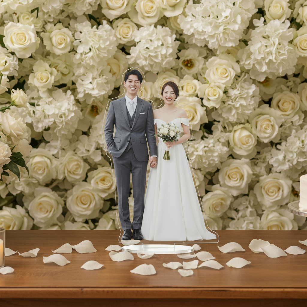 감성굿즈 웨딩 포토테이블 등신대 주문제작 결혼식 기념 웰컴 꾸미기 아크릴 스탠드 단면인쇄 기본형 소형 25,900원