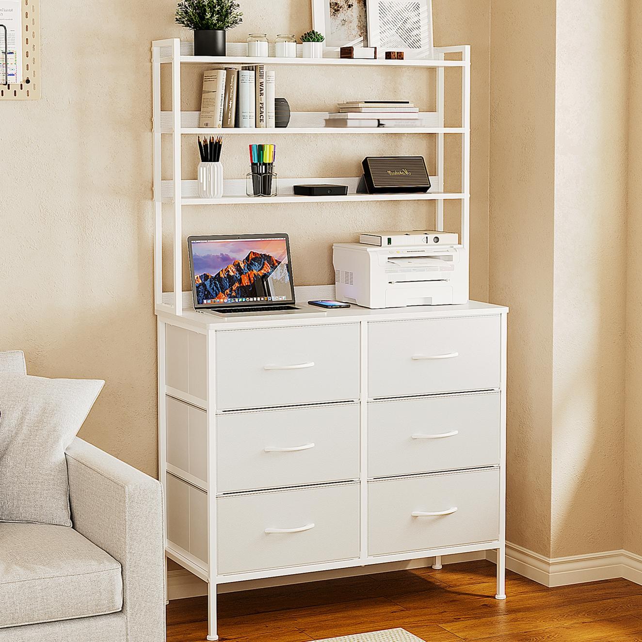 ONESOWON 다용도 6단 패브릭 서랍장800,사무용 책상 서랍장,선반형, 6개, 화이트 86,800원